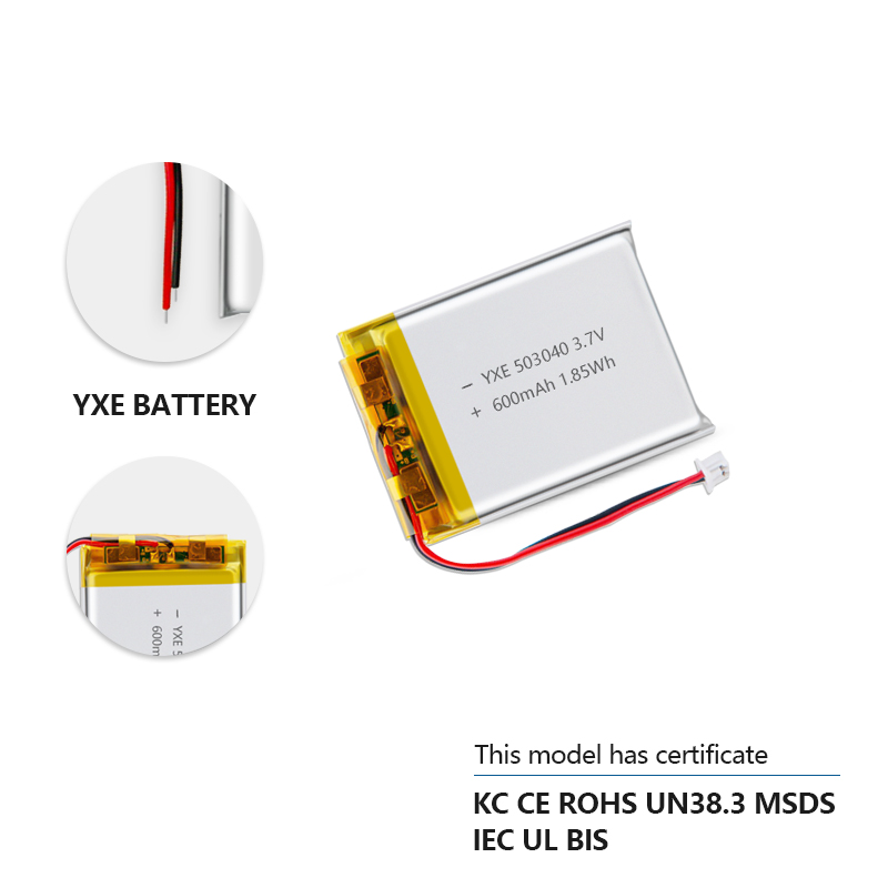 3.7 V Li-ion Battery 503040-600mah
